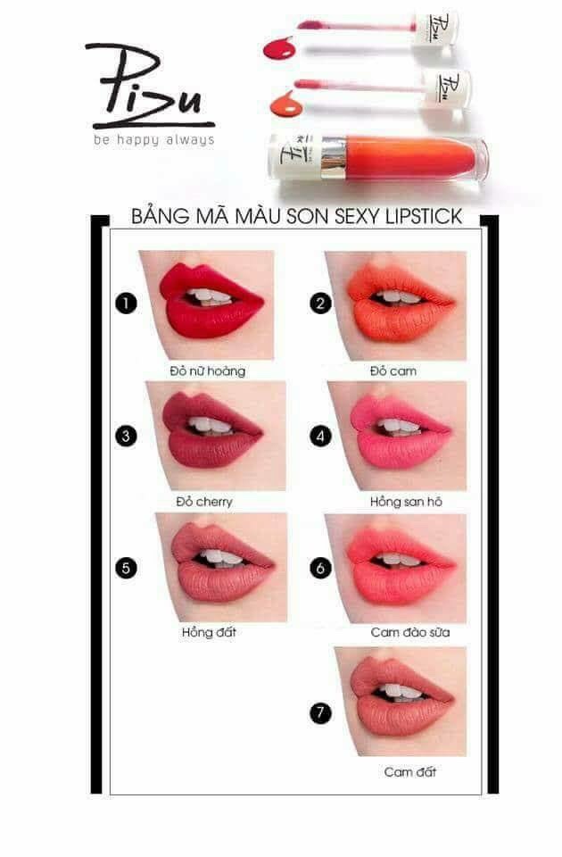 Bảng màu son sexy lipstick Pizu